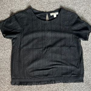 Michael|Michael Kors Lace and Fringe Blouse